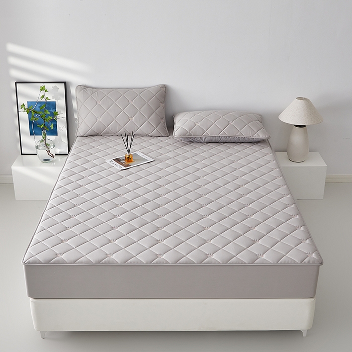 91家纺网 家纺一手货源 找家纺 红淳家纺 2025新款全棉刺绣蝴蝶款防水床笠单品床笠床笠单件 刺绣蝴蝶款-浅灰