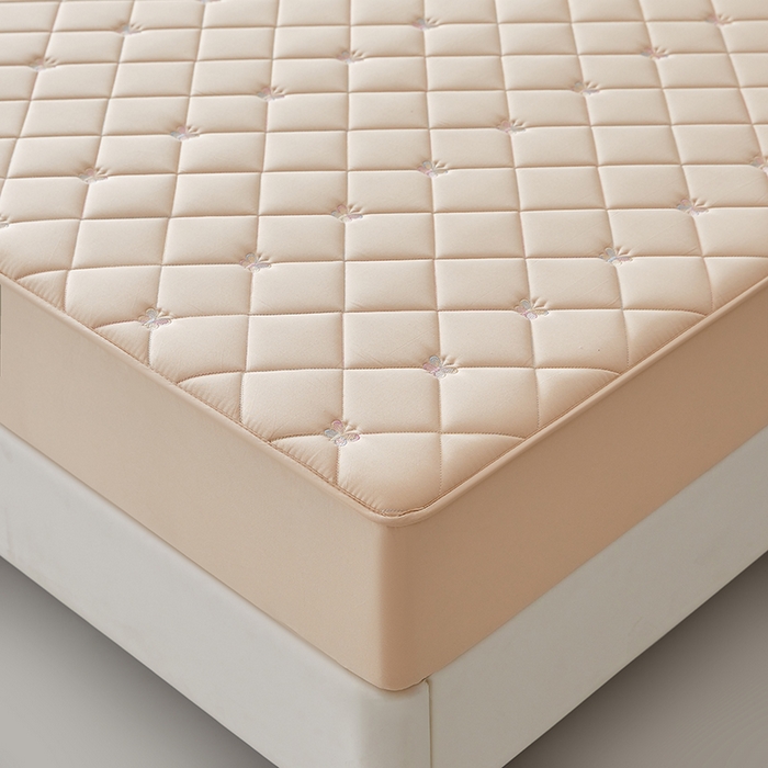 91家纺网 家纺一手货源 找家纺 红淳家纺 2025新款全棉刺绣蝴蝶款防水床笠单品床笠床笠单件 刺绣蝴蝶款-卡其