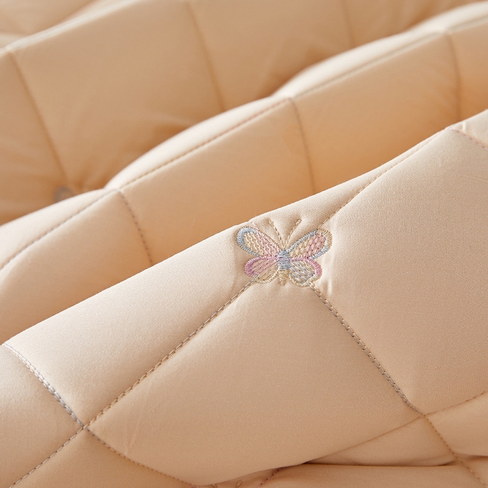 91家纺网 家纺一手货源 找家纺 红淳家纺 2025新款全棉刺绣蝴蝶款防水床笠单品床笠床笠单件 刺绣蝴蝶款-卡其