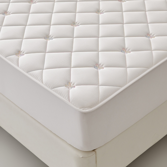 91家纺网 家纺一手货源 找家纺 红淳家纺 2025新款全棉刺绣蝴蝶款防水床笠单品床笠床笠单件 刺绣蝴蝶款-奶白