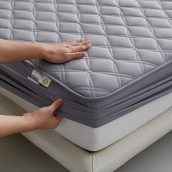 91家纺网 家纺一手货源 找家纺 红淳家纺 2025新款A类抗菌全棉夹棉轻奢款床笠单品床笠床笠单件 全棉轻奢-深灰