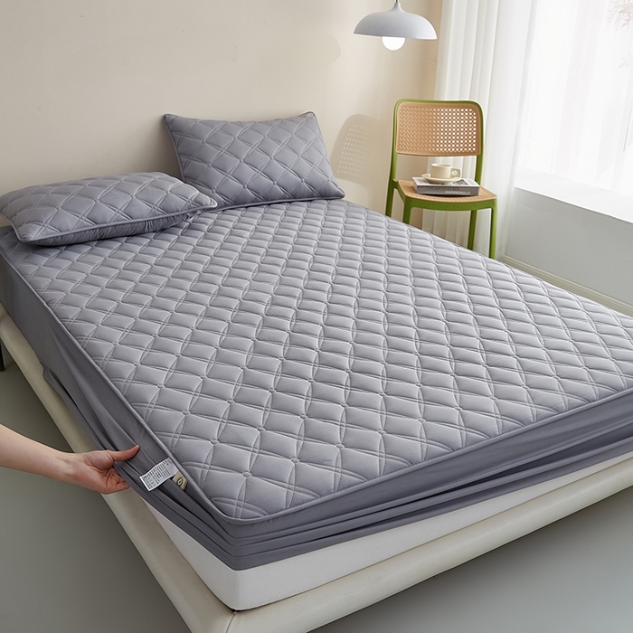 91家纺网 家纺一手货源 找家纺 红淳家纺 2025新款A类抗菌全棉夹棉轻奢款床笠单品床笠床笠单件 全棉轻奢-深灰