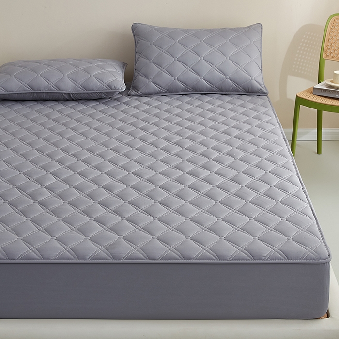 91家纺网 家纺一手货源 找家纺 红淳家纺 2025新款A类抗菌全棉夹棉轻奢款床笠单品床笠床笠单件 全棉轻奢-深灰