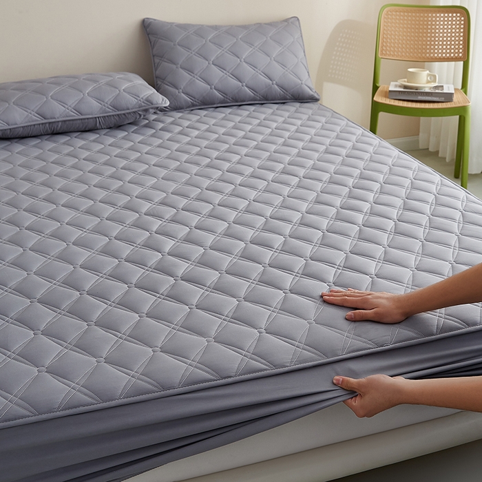 91家纺网 家纺一手货源 找家纺 红淳家纺 2025新款A类抗菌全棉夹棉轻奢款床笠单品床笠床笠单件 全棉轻奢-深灰