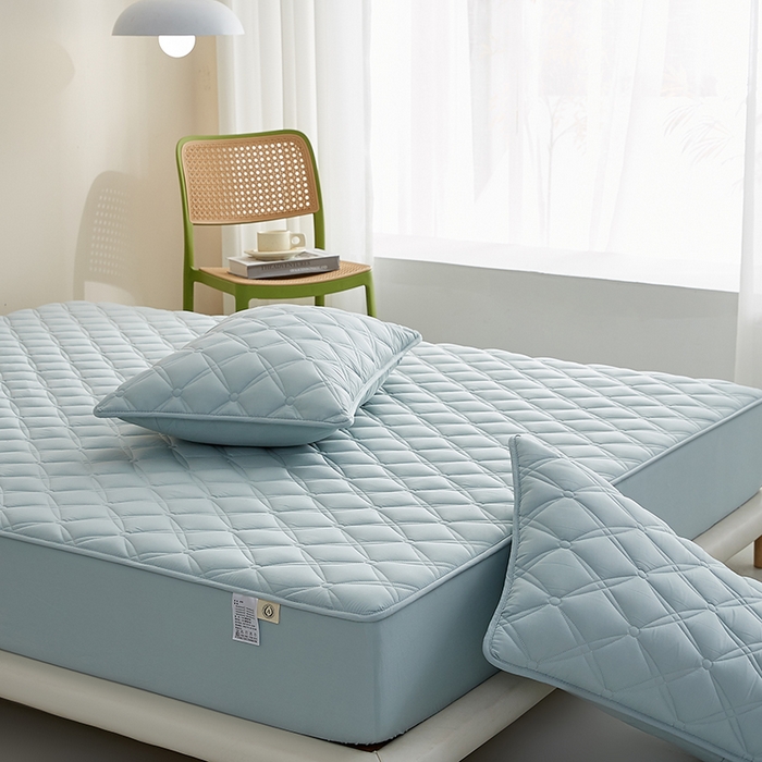 91家纺网 家纺一手货源 找家纺 红淳家纺 2025新款A类抗菌全棉夹棉轻奢款床笠单品床笠床笠单件 全棉轻奢-水绿