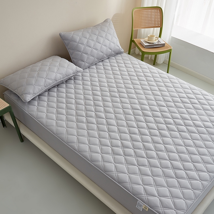 91家纺网 家纺一手货源 找家纺 红淳家纺 2025新款A类抗菌全棉夹棉轻奢款床笠单品床笠床笠单件 全棉轻奢-浅灰