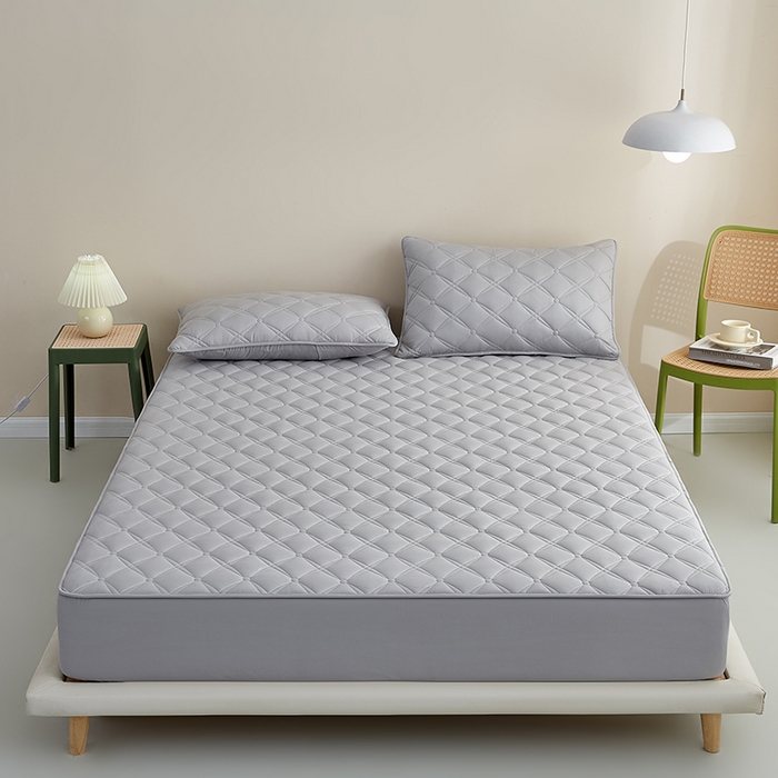 91家纺网 家纺一手货源 找家纺 红淳家纺 2025新款A类抗菌全棉夹棉轻奢款床笠单品床笠床笠单件 全棉轻奢-浅灰