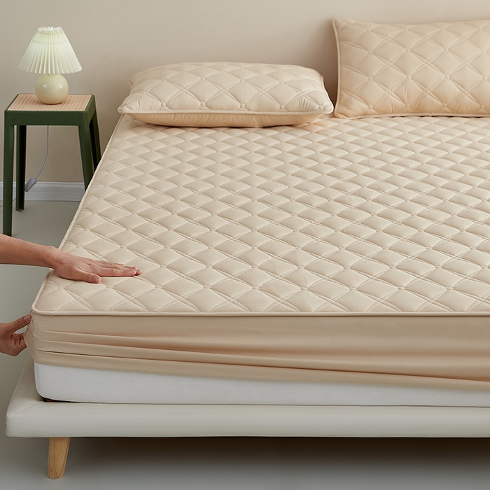 红淳家纺 2025新款A类抗菌全棉夹棉轻奢款床笠单品床笠床笠单件 全棉轻奢-驼色