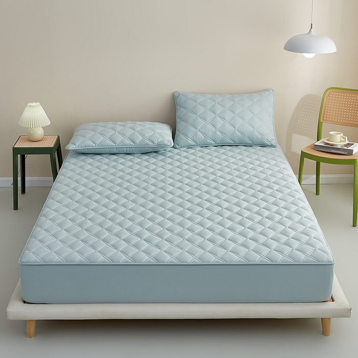 91家纺网 家纺一手货源 找家纺 红淳家纺 2025新款A类抗菌全棉夹棉轻奢款床笠单品床笠床笠单件 全棉轻奢-水绿