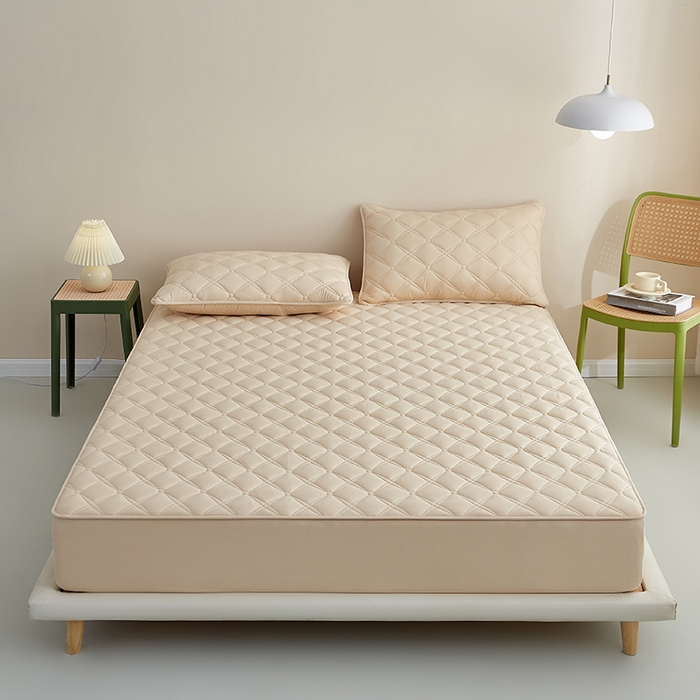 91家纺网 家纺一手货源 找家纺 红淳家纺 2025新款A类抗菌全棉夹棉轻奢款床笠单品床笠床笠单件 全棉轻奢-驼色