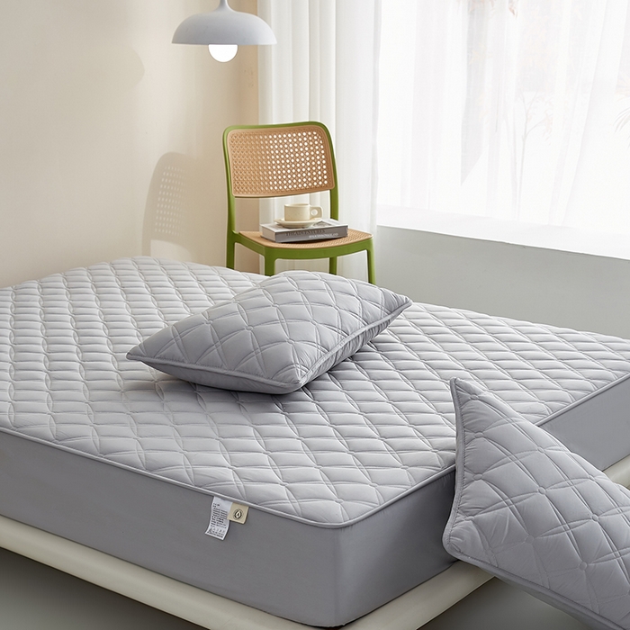 91家纺网 家纺一手货源 找家纺 红淳家纺 2025新款A类抗菌全棉夹棉轻奢款床笠单品床笠床笠单件 全棉轻奢-浅灰