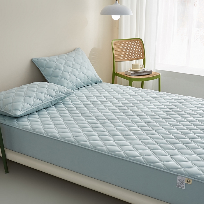 91家纺网 家纺一手货源 找家纺 红淳家纺 2025新款A类抗菌全棉夹棉轻奢款床笠单品床笠床笠单件 全棉轻奢-水绿