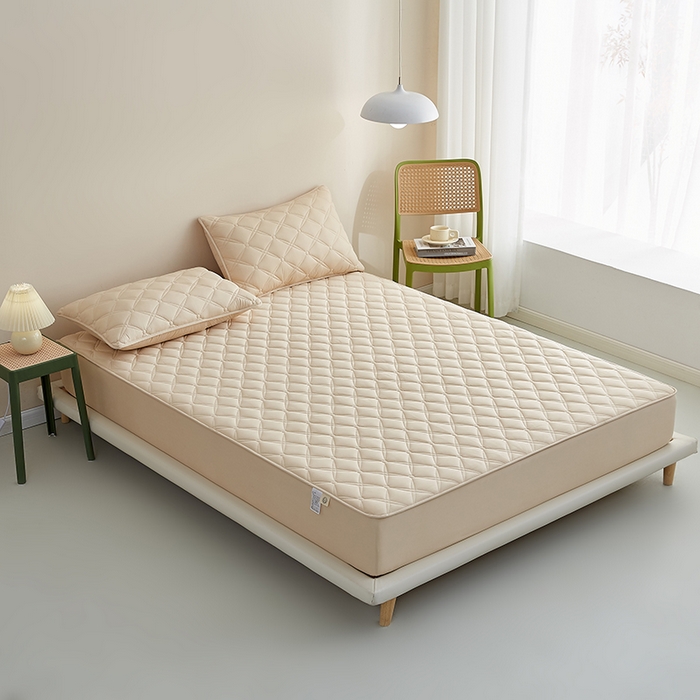 91家纺网 家纺一手货源 找家纺 红淳家纺 2025新款A类抗菌全棉夹棉轻奢款床笠单品床笠床笠单件 全棉轻奢-驼色