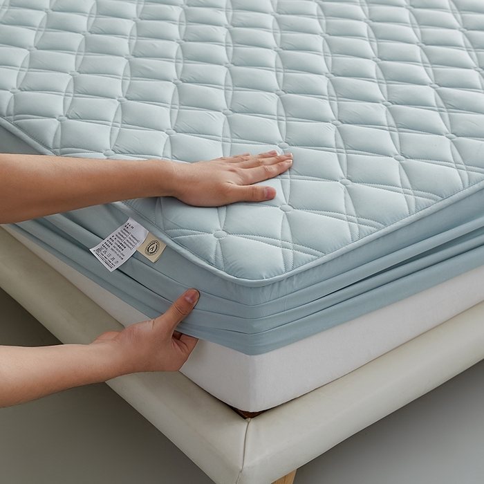 91家纺网 家纺一手货源 找家纺 红淳家纺 2025新款A类抗菌全棉夹棉轻奢款床笠单品床笠床笠单件 全棉轻奢-水绿