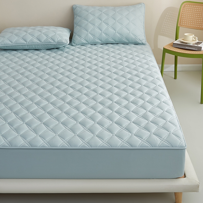 91家纺网 家纺一手货源 找家纺 红淳家纺 2025新款A类抗菌全棉夹棉轻奢款床笠单品床笠床笠单件 全棉轻奢-水绿