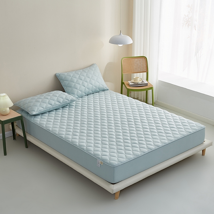 91家纺网 家纺一手货源 找家纺 红淳家纺 2025新款A类抗菌全棉夹棉轻奢款床笠单品床笠床笠单件 全棉轻奢-水绿