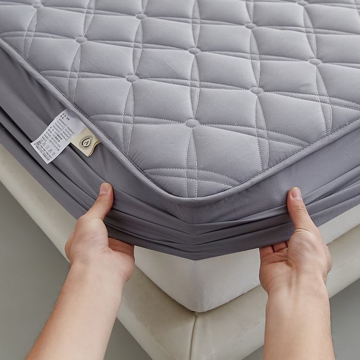 91家纺网 家纺一手货源 找家纺 红淳家纺 2025新款A类抗菌全棉夹棉轻奢款床笠单品床笠床笠单件 全棉轻奢-深灰