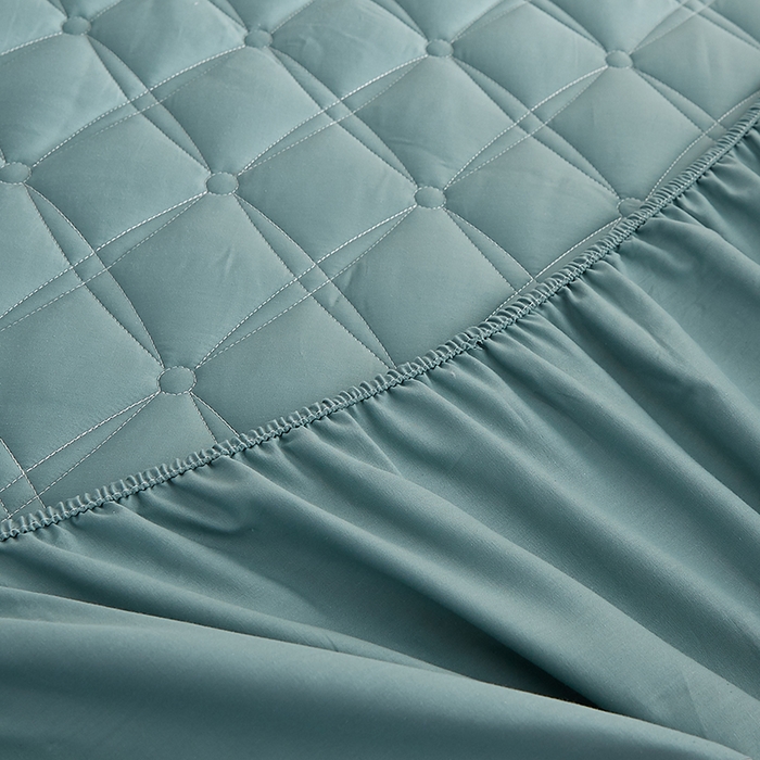 91家纺网 家纺一手货源 找家纺 红淳家纺 2025新款A类抗菌全棉夹棉轻奢款床笠单品床笠床笠单件 全棉轻奢-天青