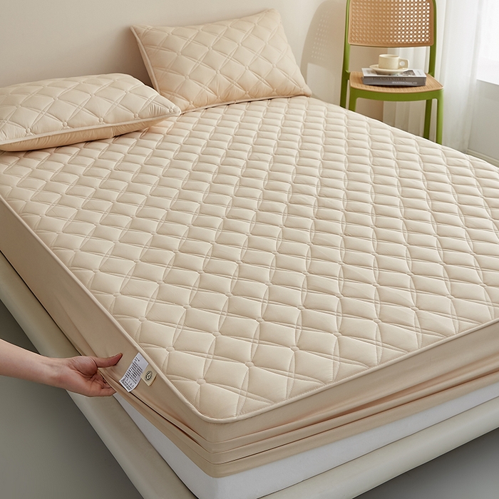 91家纺网 家纺一手货源 找家纺 红淳家纺 2025新款A类抗菌全棉夹棉轻奢款床笠单品床笠床笠单件 全棉轻奢-驼色