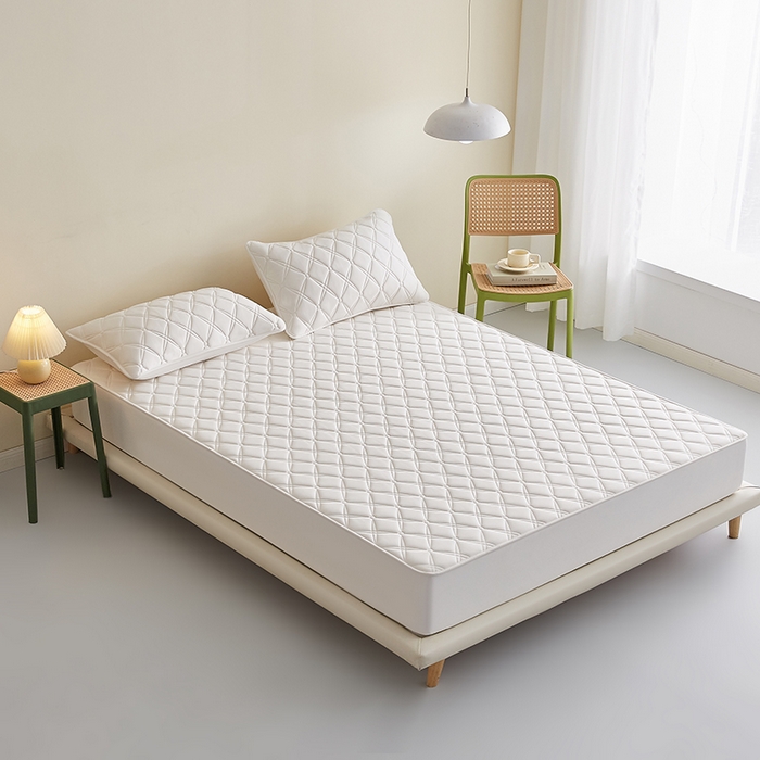 91家纺网 家纺一手货源 找家纺 红淳家纺 2025新款A类抗菌全棉夹棉轻奢款床笠单品床笠床笠单件 全棉轻奢-奶白