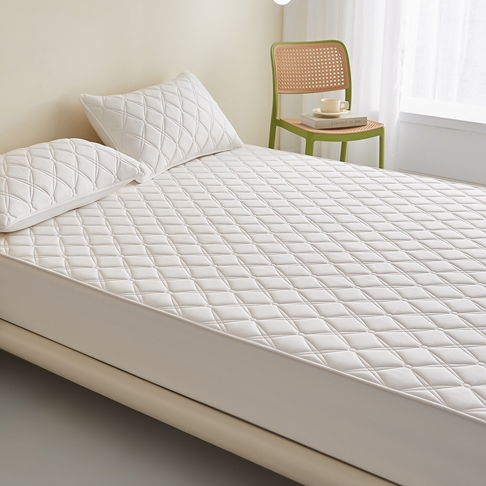 91家纺网 家纺一手货源 找家纺 红淳家纺 2025新款A类抗菌全棉夹棉轻奢款床笠单品床笠床笠单件 全棉轻奢-奶白