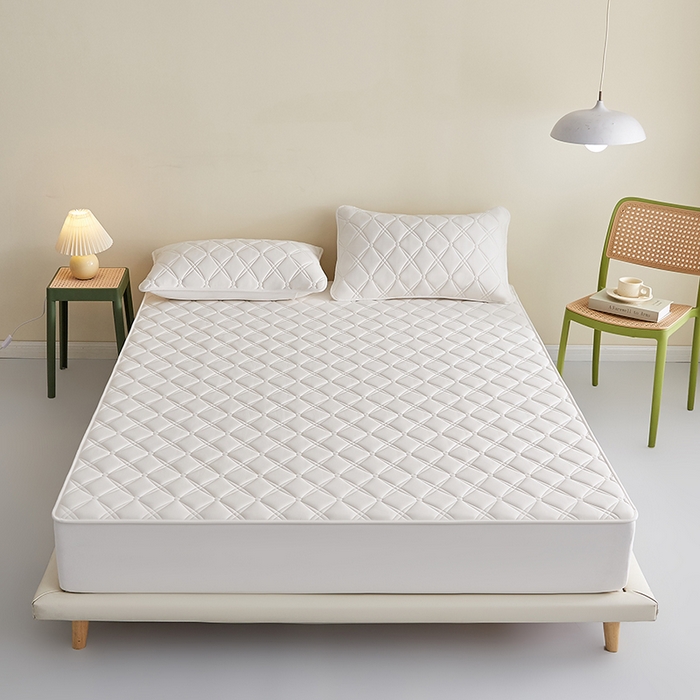 91家纺网 家纺一手货源 找家纺 红淳家纺 2025新款A类抗菌全棉夹棉轻奢款床笠单品床笠床笠单件 全棉轻奢-奶白