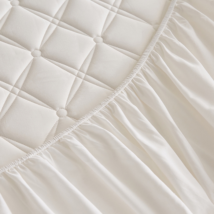 91家纺网 家纺一手货源 找家纺 红淳家纺 2025新款A类抗菌全棉夹棉轻奢款床笠单品床笠床笠单件 全棉轻奢-奶白