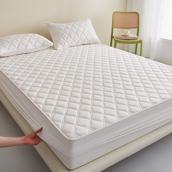 91家纺网 家纺一手货源 找家纺 红淳家纺 2025新款A类抗菌全棉夹棉轻奢款床笠单品床笠床笠单件 全棉轻奢-奶白