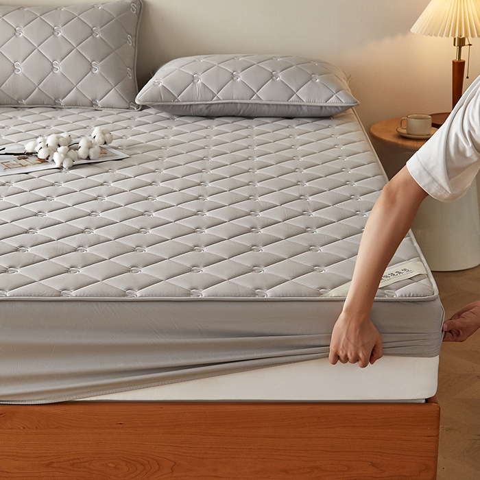 91家纺网 家纺一手货源 找家纺 红淳家纺 2025新款全棉纯棉新疆棉花S款床笠单品床笠床笠单件 棉花S款-浅灰