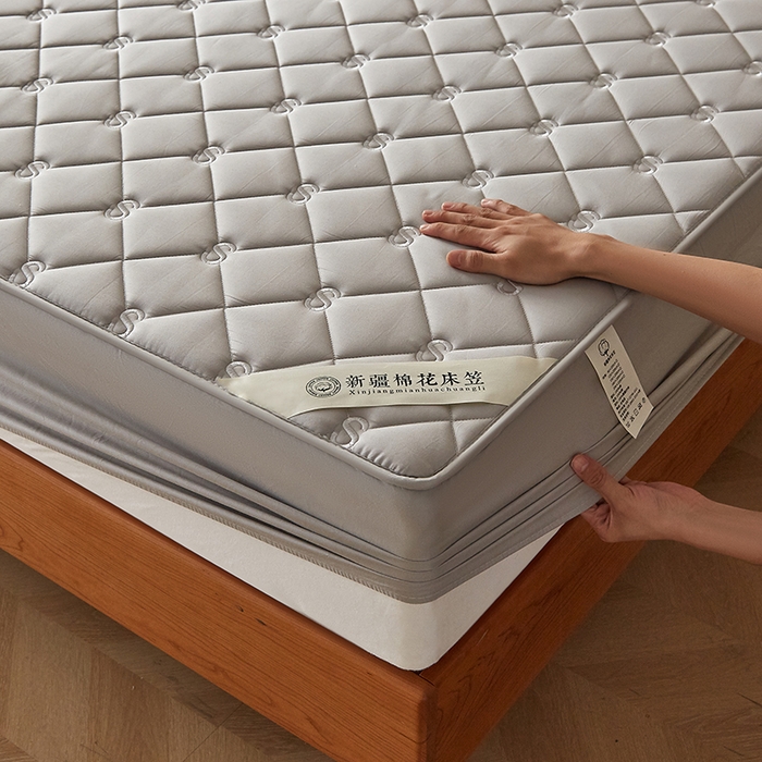 91家纺网 家纺一手货源 找家纺 红淳家纺 2025新款全棉纯棉新疆棉花S款床笠单品床笠床笠单件 棉花S款-浅灰