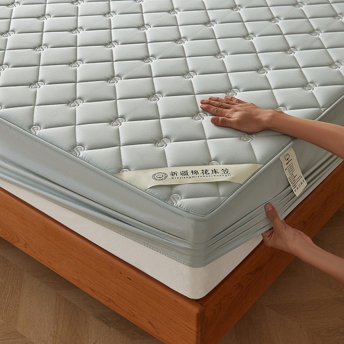 91家纺网 家纺一手货源 找家纺 红淳家纺 2025新款全棉纯棉新疆棉花S款床笠单品床笠床笠单件 棉花S款-水绿