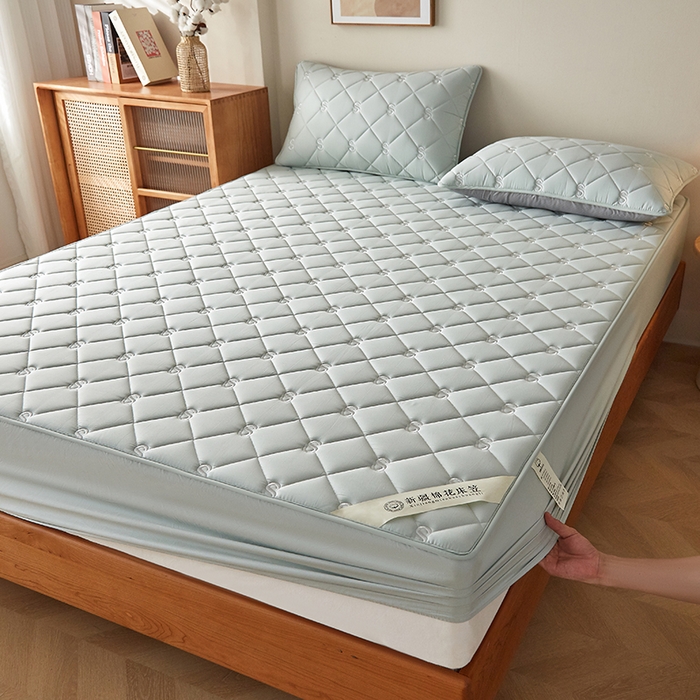 91家纺网 家纺一手货源 找家纺 红淳家纺 2025新款全棉纯棉新疆棉花S款床笠单品床笠床笠单件 棉花S款-水绿