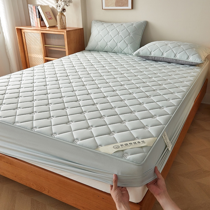 91家纺网 家纺一手货源 找家纺 红淳家纺 2025新款全棉纯棉新疆棉花S款床笠单品床笠床笠单件 棉花S款-水绿