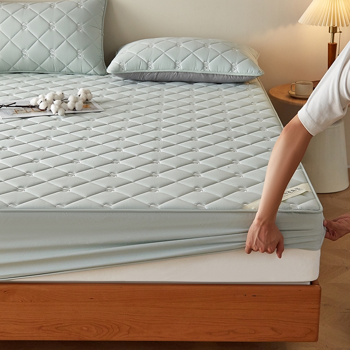 91家纺网 家纺一手货源 找家纺 红淳家纺 2025新款全棉纯棉新疆棉花S款床笠单品床笠床笠单件 棉花S款-水绿