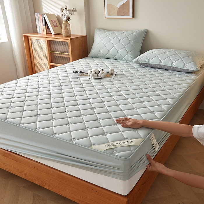 红淳家纺 2025新款全棉纯棉新疆棉花S款床笠单品床笠床笠单件 棉花S款-水绿