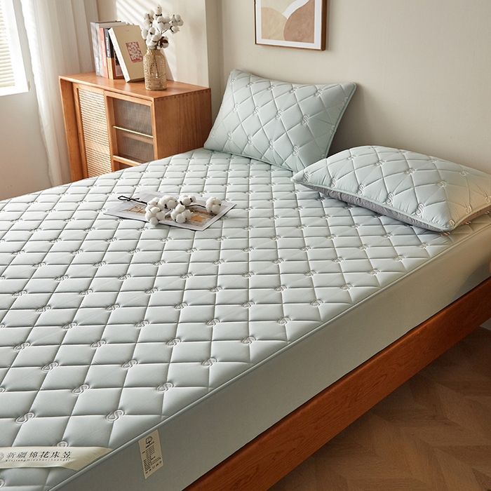 91家纺网 家纺一手货源 找家纺 红淳家纺 2025新款全棉纯棉新疆棉花S款床笠单品床笠床笠单件 棉花S款-水绿