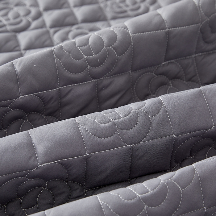 91家纺网 家纺一手货源 找家纺 红淳家纺 2025新款山茶花款防水夹棉床笠单品床笠床笠单件 山茶花-深灰