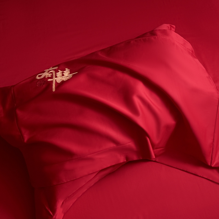 91家纺网 家纺一手货源 找家纺 （总）帝王家纺 2026新款亲肤棉磨毛全刺绣婚庆四件套红色结婚床上用品