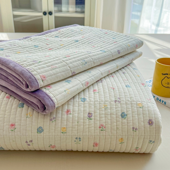 91家纺网 家纺一手货源 找家纺 （总）床盖工厂店 2025新款全棉纯棉纱布加宝宝绒填充棉花床盖三件套