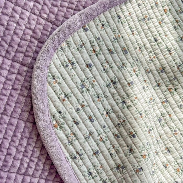 91家纺网 家纺一手货源 找家纺 床盖工厂店 2025新款全棉纯棉纱布加宝宝绒填充棉花床盖三件套 杜桑花园-灰