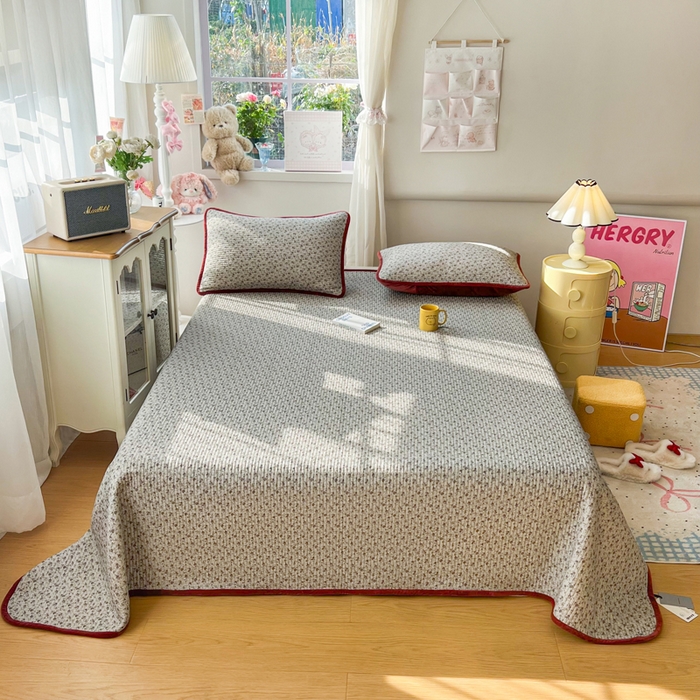 91家纺网 家纺一手货源 找家纺 床盖工厂店 2025新款全棉纯棉纱布加宝宝绒填充棉花床盖三件套 悠野-咖