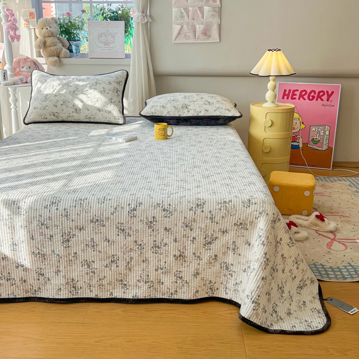 91家纺网 家纺一手货源 找家纺 床盖工厂店 2025新款全棉纯棉纱布加宝宝绒填充棉花床盖三件套 素颜-米