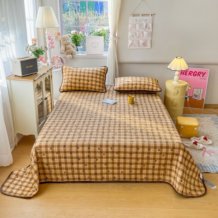 91家纺网 家纺一手货源 找家纺 床盖工厂店 2025新款全棉纯棉纱布加宝宝绒填充棉花床盖三件套 格格巫