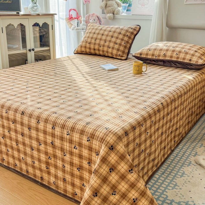 91家纺网 家纺一手货源 找家纺 床盖工厂店 2025新款全棉纯棉纱布加宝宝绒填充棉花床盖三件套 格格巫