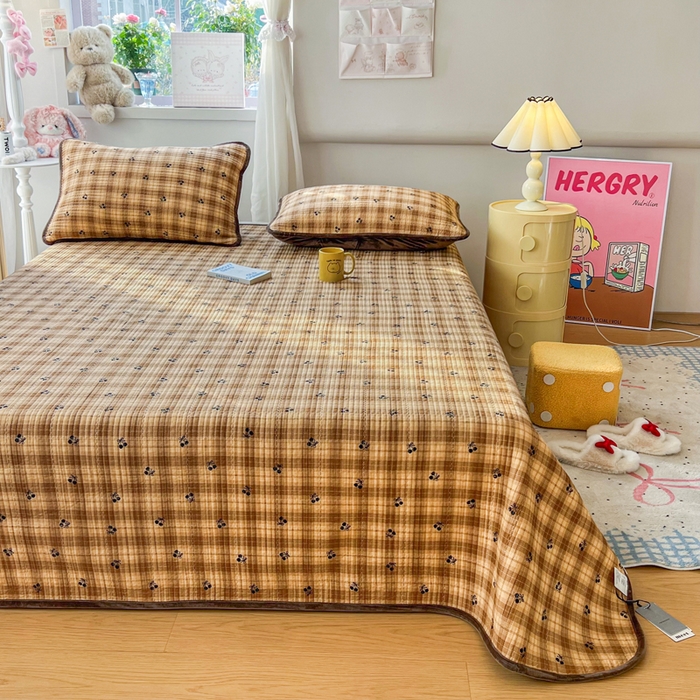 91家纺网 家纺一手货源 找家纺 床盖工厂店 2025新款全棉纯棉纱布加宝宝绒填充棉花床盖三件套 格格巫