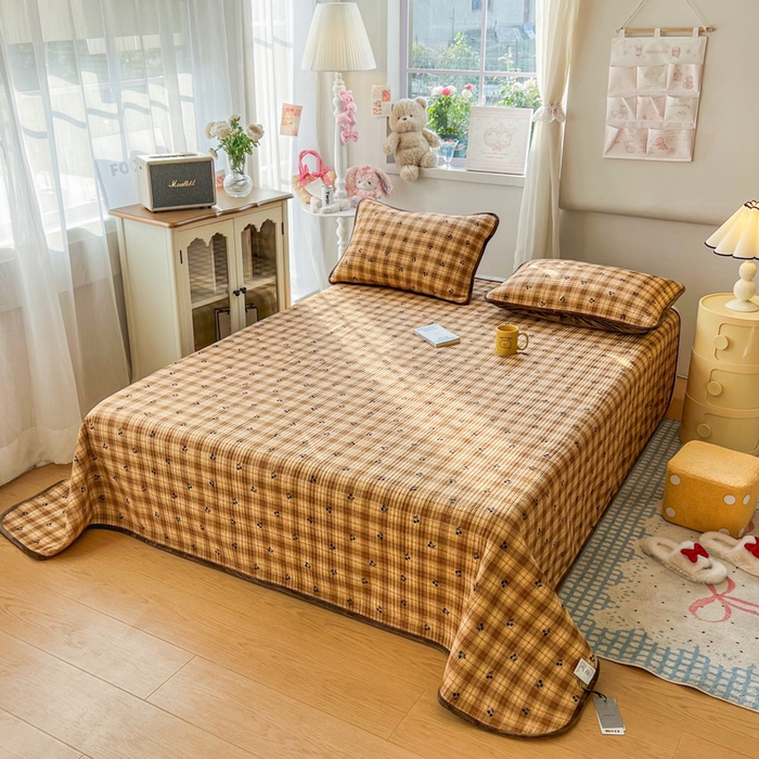 91家纺网 家纺一手货源 找家纺 床盖工厂店 2025新款全棉纯棉纱布加宝宝绒填充棉花床盖三件套 格格巫