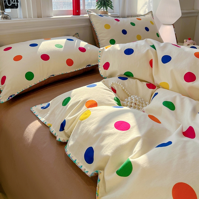 91家纺网 家纺一手货源 找家纺 棉生活家纺 2025新款简约北欧风全棉纯棉磨毛贝壳边四件套 圆舞曲