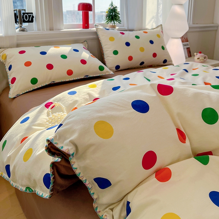 91家纺网 家纺一手货源 找家纺 棉生活家纺 2025新款简约北欧风全棉纯棉磨毛贝壳边四件套 圆舞曲