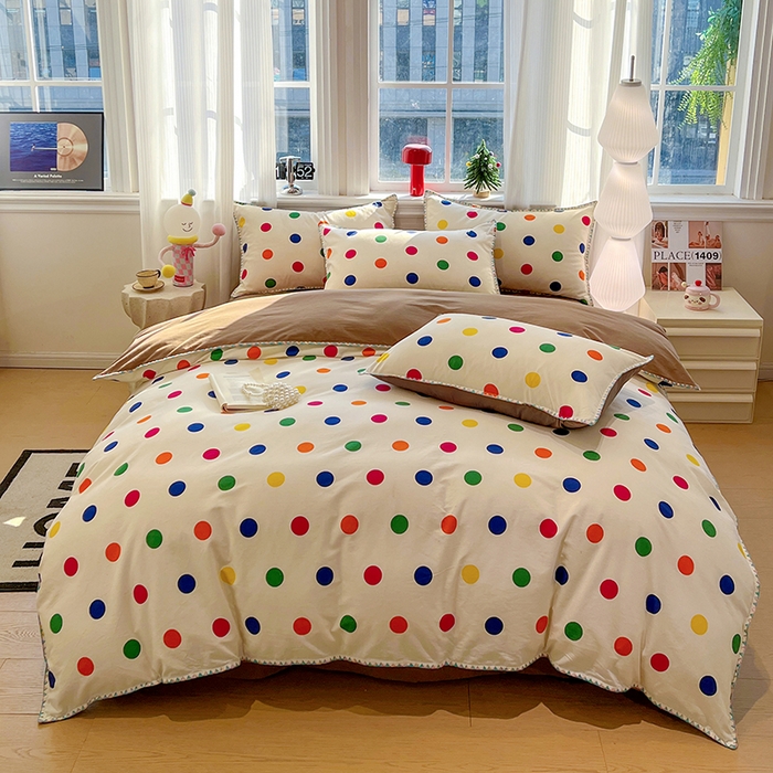 91家纺网 家纺一手货源 找家纺 棉生活家纺 2025新款简约北欧风全棉纯棉磨毛贝壳边四件套 圆舞曲