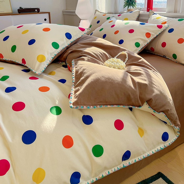 91家纺网 家纺一手货源 找家纺 棉生活家纺 2025新款简约北欧风全棉纯棉磨毛贝壳边四件套 圆舞曲